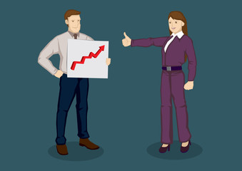 Thumbs Up for Good Performance Vector Cartoon Illustration