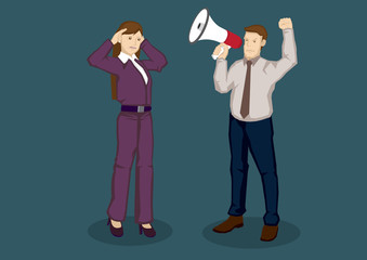 Businesswoman with Hearing Problem Vector Illustration