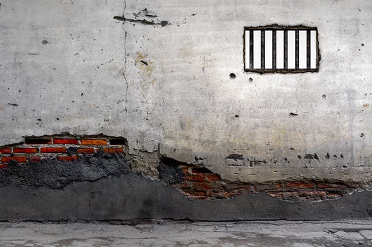 prison, brick wall with cracks texture background. high contrast and over  light Stock Photo | Adobe Stock