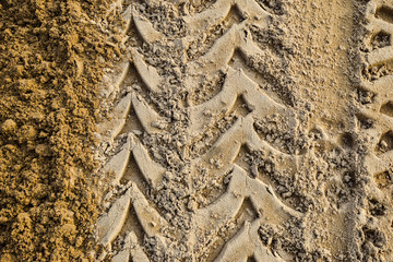 Truck traces on a road