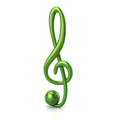 Fototapeta premium 3d illustration of green music treble clef