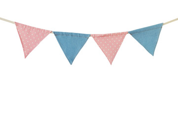 Fototapeta premium Hanging party flags isolated on white background