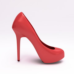 3D rendering of red high heel