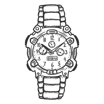 recommend clip art: Vector Sketch Fashionable Mens Wrist Watch