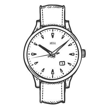recommend clip art: Vector Sketch Retro Wrist Watch