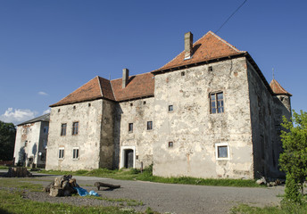 Fototapeta na wymiar Castle St. Miklos in Chynadiyevo village, Ukraine. Love Castle. 