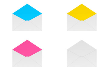 Blank Open Envelope Isolated on White, 3D Rendering