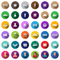 People Icons Set - Isolated On White Background. Vector Illustration, Graphic Design. For Web, Websites, Print. Business Concept