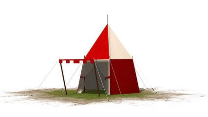 medieval knight tent isolated on white