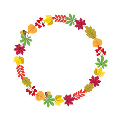 vector frame with colored autumn leaves