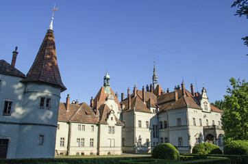 Fototapeta premium fragments of hunting castle of graphs Shenborn in the village of Carpathians, Ukraine 