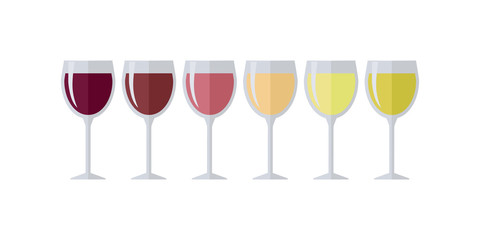 Glasses with Different Types of Elite Wine.