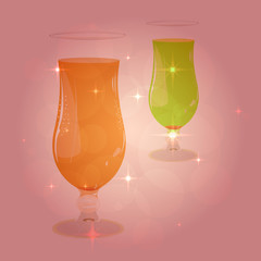 Wine, drinks, juice glasses on blurred background bokeh. Romantic wine pattern design.