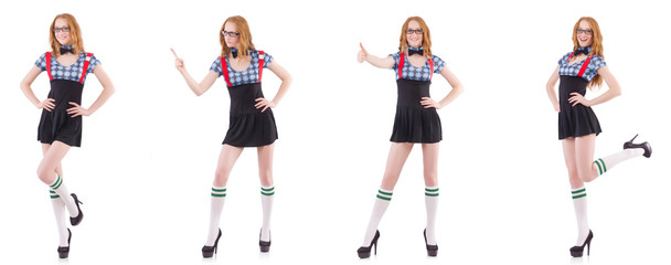 Schoolgirl isolated on the white