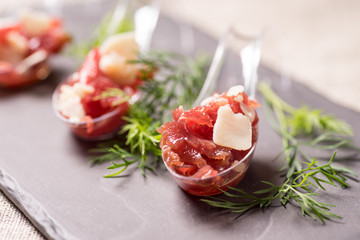 Appetizer with meat