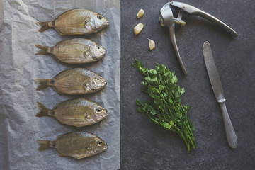 Fresh fishes preparing to be cooked