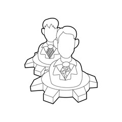 Men inside gear wheel icon in outline style on a white background