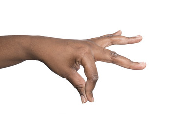 Hand pinching African american