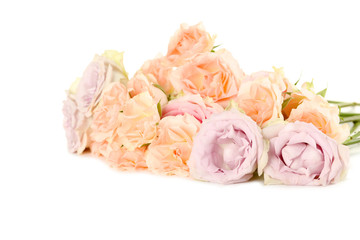 Bouquet of beautiful roses on a white background