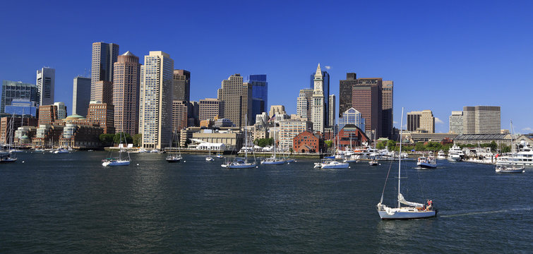 Boston Skyline And Harbor, USA