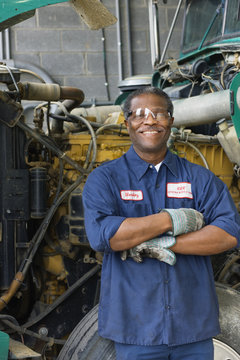 African mechanic in repair shop