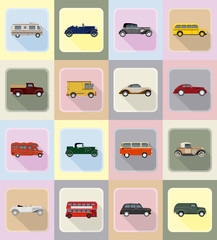 old retro transport flat icons vector illustration