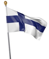 National flag for country of Finland isolated on white background, 3D rendering