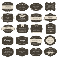set of vintage label dark brown color old design