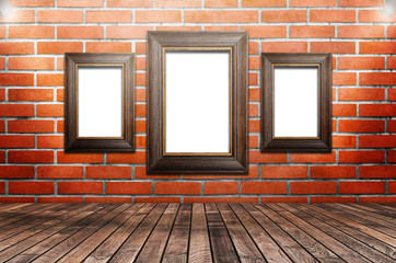 Picture frame is available on the brick walls,3D rendering