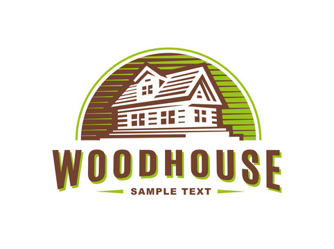 Logo wooden house on white background