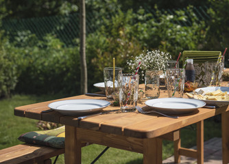 Decorated table in the garden