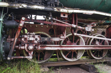 Naklejka premium wheelbase of vintage Soviet locomotive 