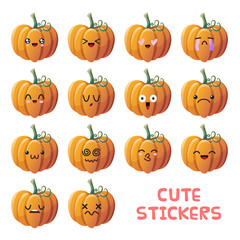 Cute pumpkin icons set