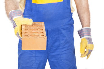 Worker with a Brick in Hand