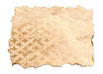 old paper sheet isolated on white