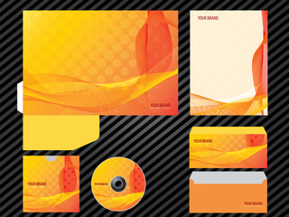  Corporate identity template design orange color business set stationery.
