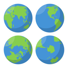 Fototapeta na wymiar Flat Earth globe vector icons set