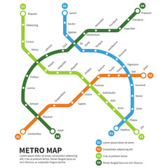 Metro, subway map vector template