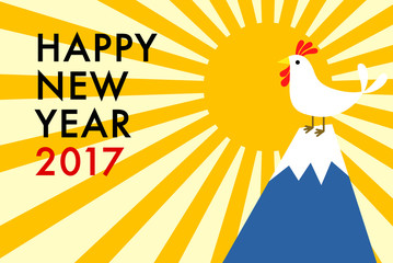 年賀状2017　にわとりと日の出