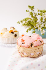 Thai dessert, Thai steamed cup cake or cotton wool cake with fab