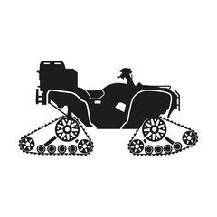 Black silhouette of the all-terrain vehicle on a white backgroun