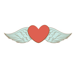 heart wing love icon vector