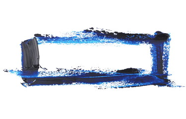 blue rectangle grunge brush strokes oil paint isolated on white background
