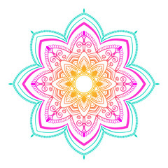 Abstract ethnic colored mandala ornamental pattern. Unique oriental style hand drawn design elements