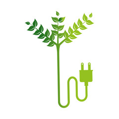 plant plug leaves cable icon vector