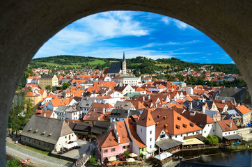 View of Cesky Krumlov Through a Window in Czech Republic