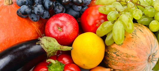 bright background of fruits and vegetables