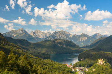 Fototapeta na wymiar Scenic View of Hohenschwangau Castle and the Bavarian Alps