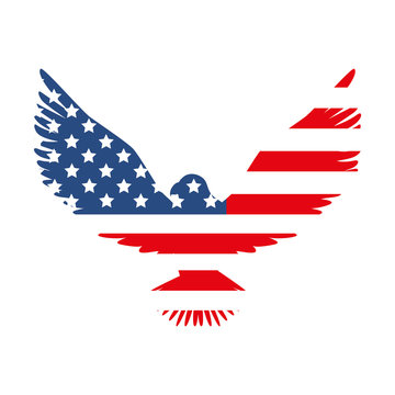 Hawk America Flag Usa Us Emblem Nation Eagle Vector  Illustration Isolated