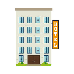 Naklejka premium hotel building business property bethdrooms architecture window door vector illustration isolated